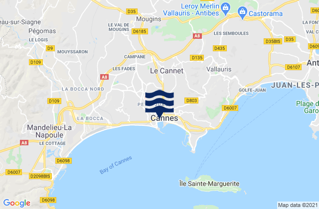 Valbonne, Franceの潮見表地図