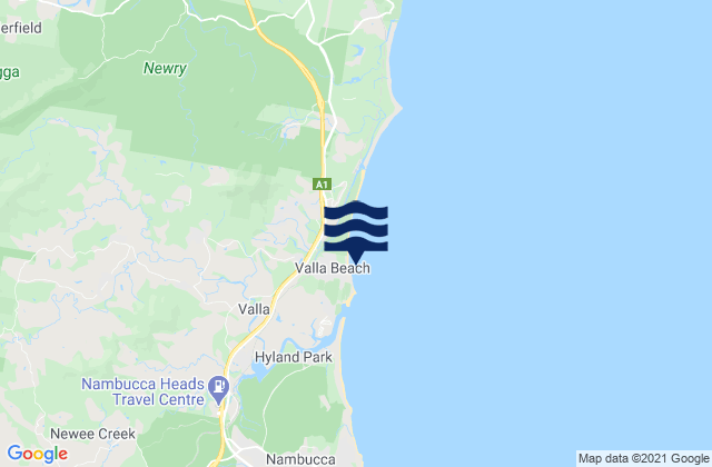 Valla Beach, Australiaの潮見表地図