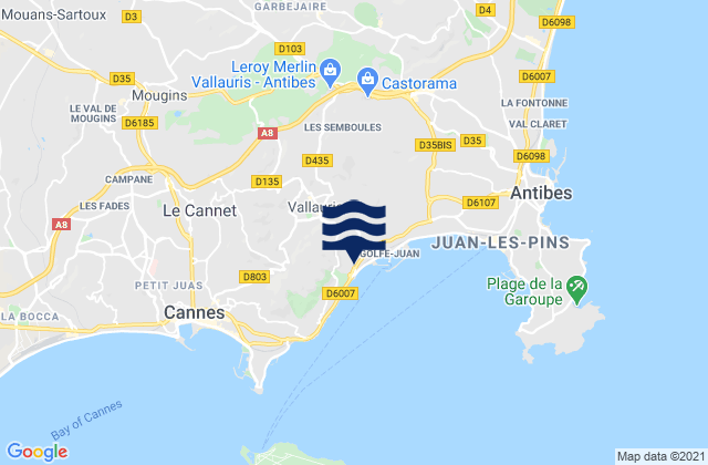 Vallauris, Franceの潮見表地図