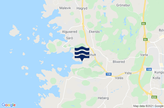 Vallda, Swedenの潮見表地図