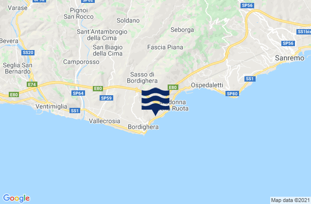 Vallebona, Italyの潮見表地図