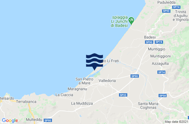 Valledoria, Italyの潮見表地図