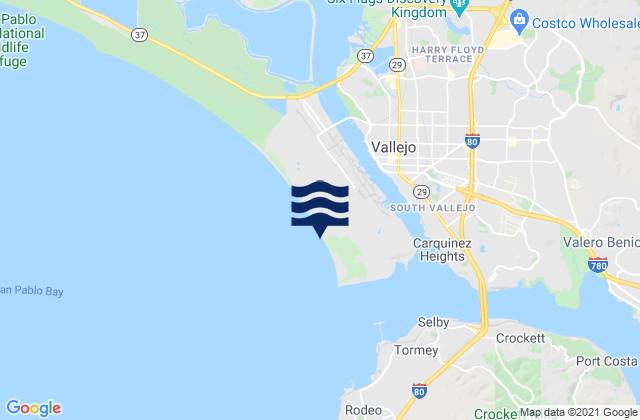 Vallejo, United Statesの潮見表地図