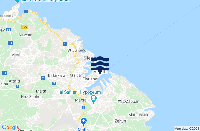Valletta, Maltaの潮見表地図