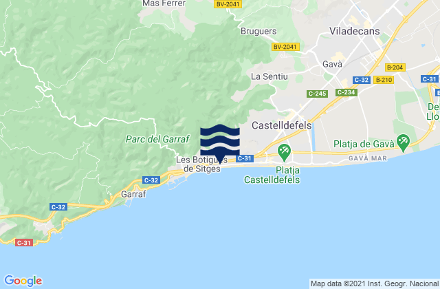 Vallirana, Spainの潮見表地図