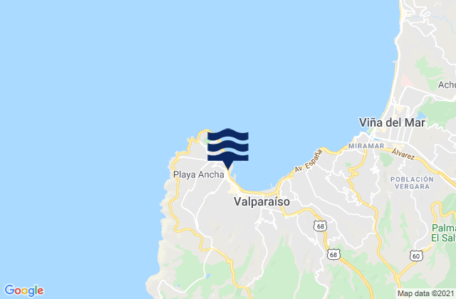 Valparaíso, Chileの潮見表地図