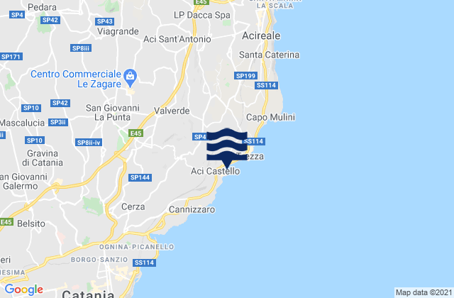 Valverde, Italyの潮見表地図