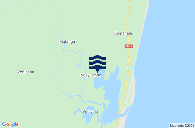 Vangaindrano District, Madagascarの潮見表地図