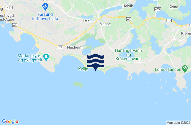 Vanse, Norwayの潮見表地図