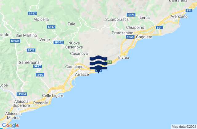 Varazze, Italyの潮見表地図