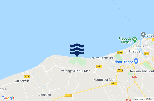 Varengeville-sur-Mer, Franceの潮見表地図