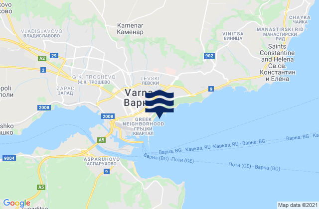 Varna, Bulgariaの潮見表地図