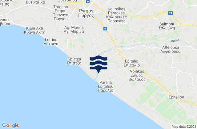 Varvásaina, Greeceの潮見表地図