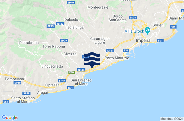 Vasia, Italyの潮見表地図