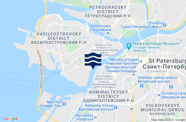 Vasileostrovskiy Rayon, Russiaの潮見表地図