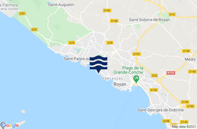 Vaux-sur-Mer, Franceの潮見表地図