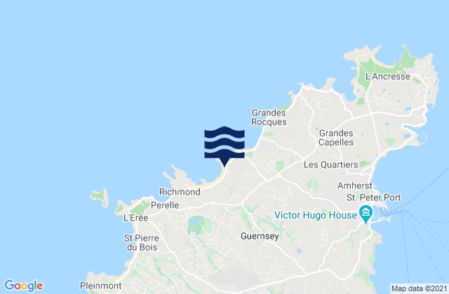 Vazon Bay, Franceの潮見表地図