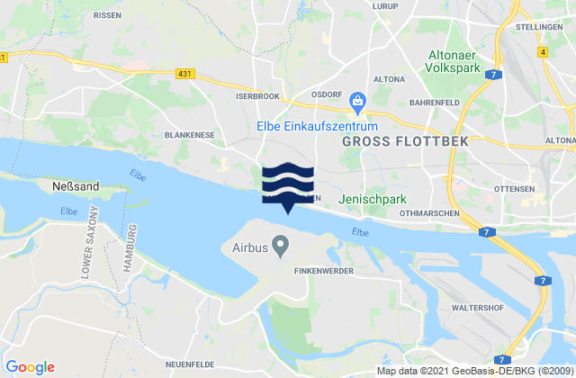 Veddelkanal, Germanyの潮見表地図
