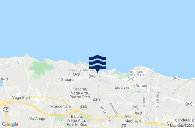 Vega Alta Barrio-Pueblo, Puerto Ricoの潮見表地図