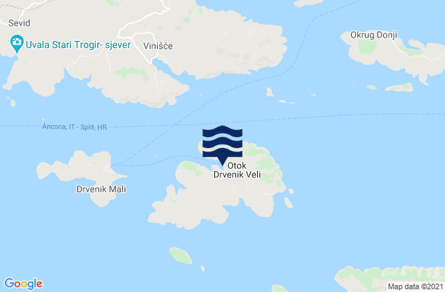 Veliki Drvenik, Croatiaの潮見表地図