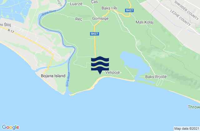 Velipojë, Albaniaの潮見表地図