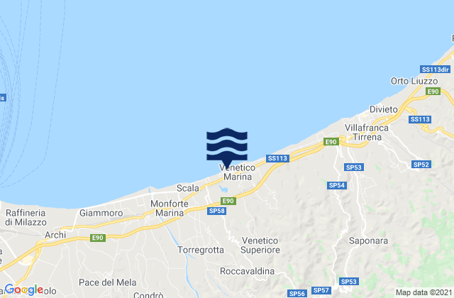Venetico Marina, Italyの潮見表地図