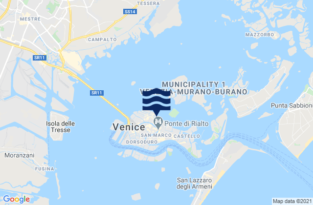 Venezia, Italyの潮見表地図