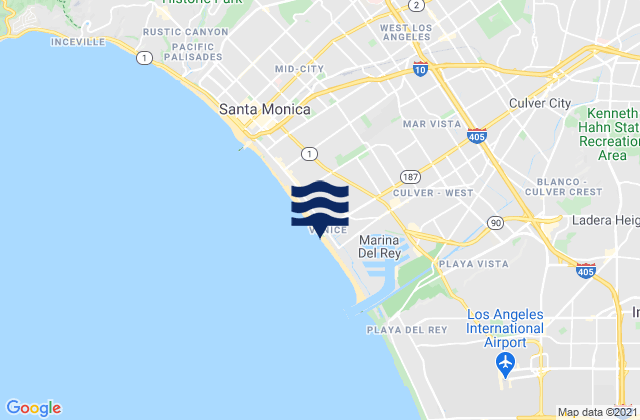 Venice City Beach, United Statesの潮見表地図