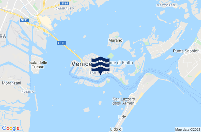 Venice, Italyの潮見表地図