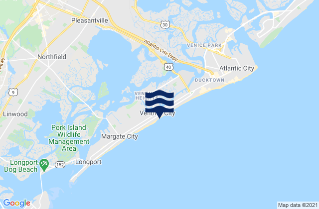 Ventnor City, United Statesの潮見表地図