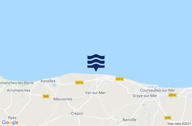 Ver-sur-Mer, Franceの潮見表地図
