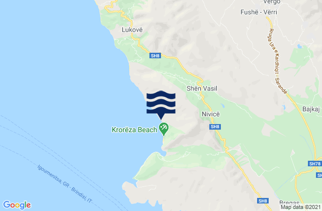 Vergo, Albaniaの潮見表地図