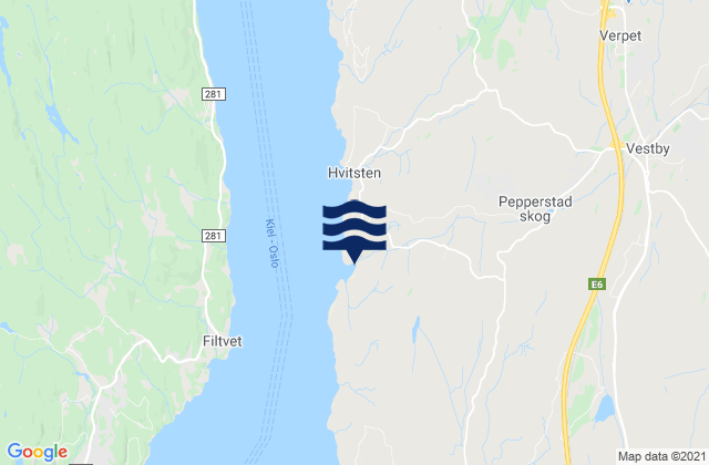 Vestby, Norwayの潮見表地図