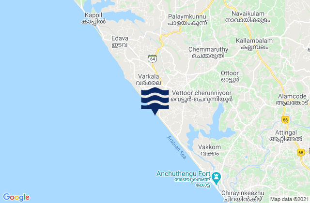 Vettūr, Indiaの潮見表地図