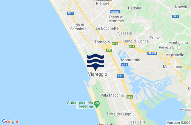 Viareggio, Italyの潮見表地図