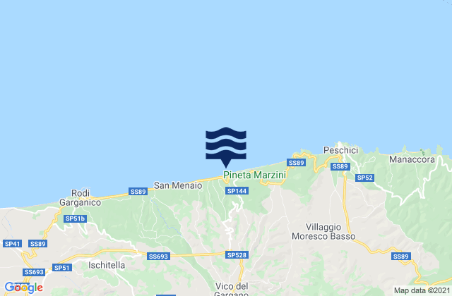 Vico del Gargano, Italyの潮見表地図