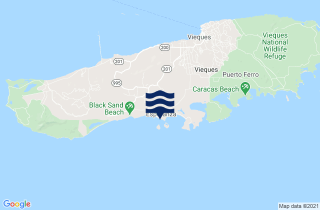 Vieques Island, Puerto Ricoの潮見表地図