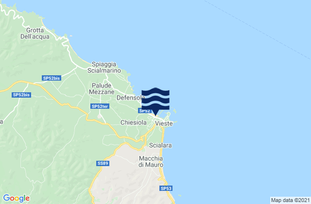 Vieste, Italyの潮見表地図
