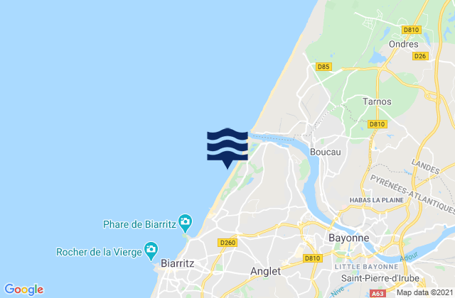 Vieux-Boucau, Franceの潮見表地図
