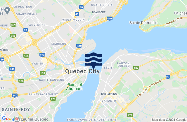 Vieux-Quebec, Canadaの潮見表地図