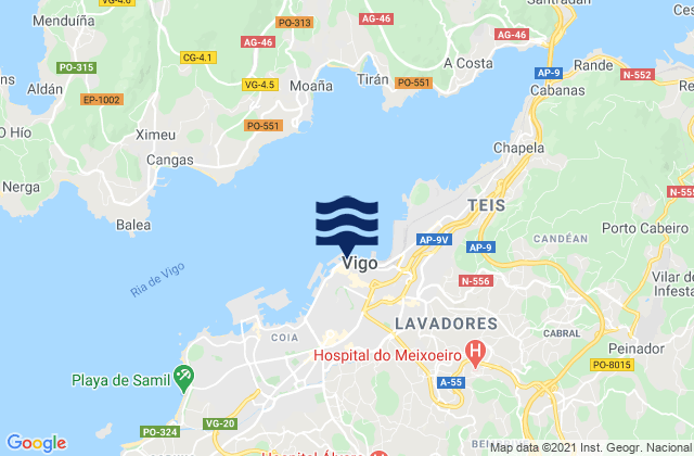 Vigo, Spainの潮見表地図