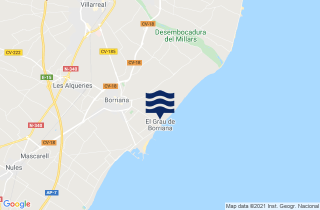 Vila-real, Spainの潮見表地図