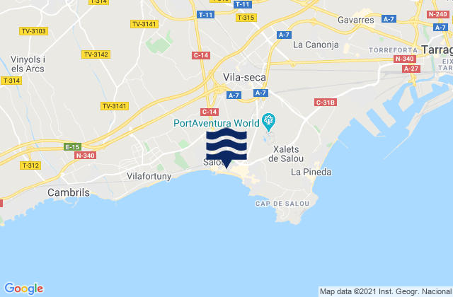 Vila-seca, Spainの潮見表地図