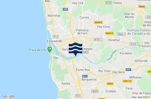 Vila Frescainha, Portugalの潮見表地図