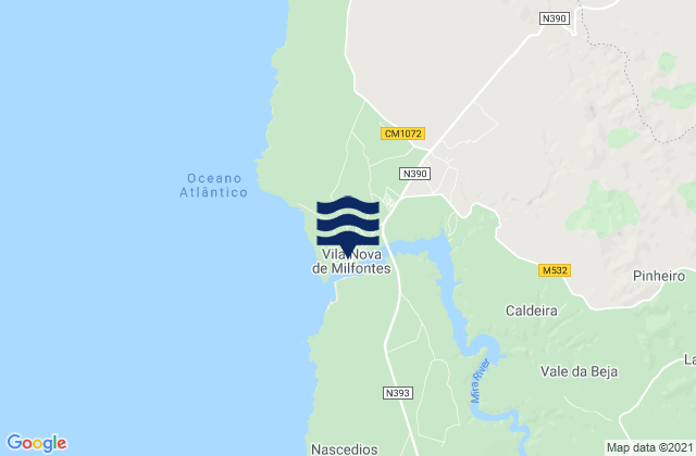 Vila Nova de Milfontes, Portugalの潮見表地図