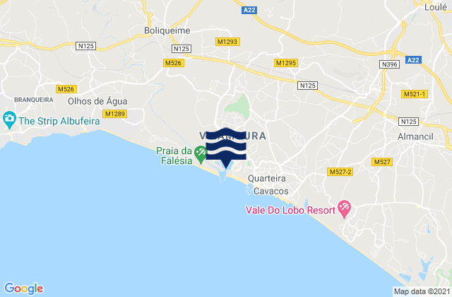 Vilamoura, Portugalの潮見表地図