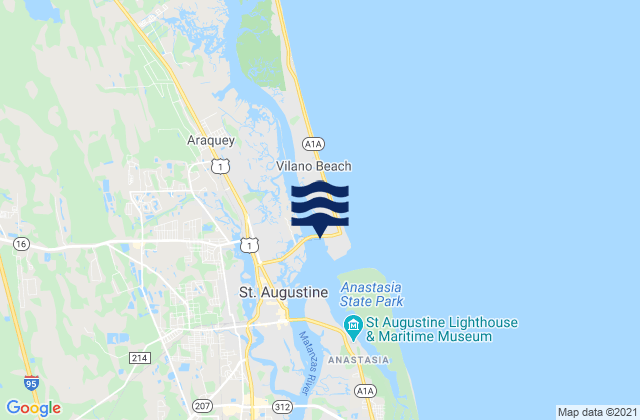 Vilano Beach Bridge, United Statesの潮見表地図