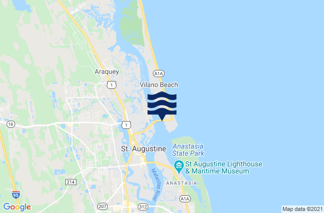 Vilano Beach Tolomato River, United Statesの潮見表地図