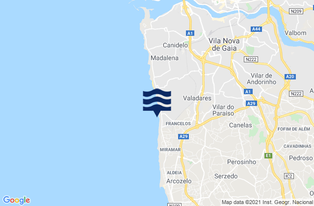 Vilar do Paraíso, Portugalの潮見表地図