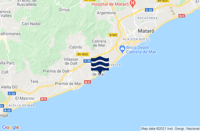 Vilassar de Mar, Spainの潮見表地図